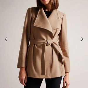 Ted Baker Rytaa Short Wool Wrap Coat in camel, size 2